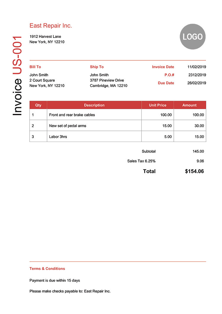 Download Excel Invoice Template